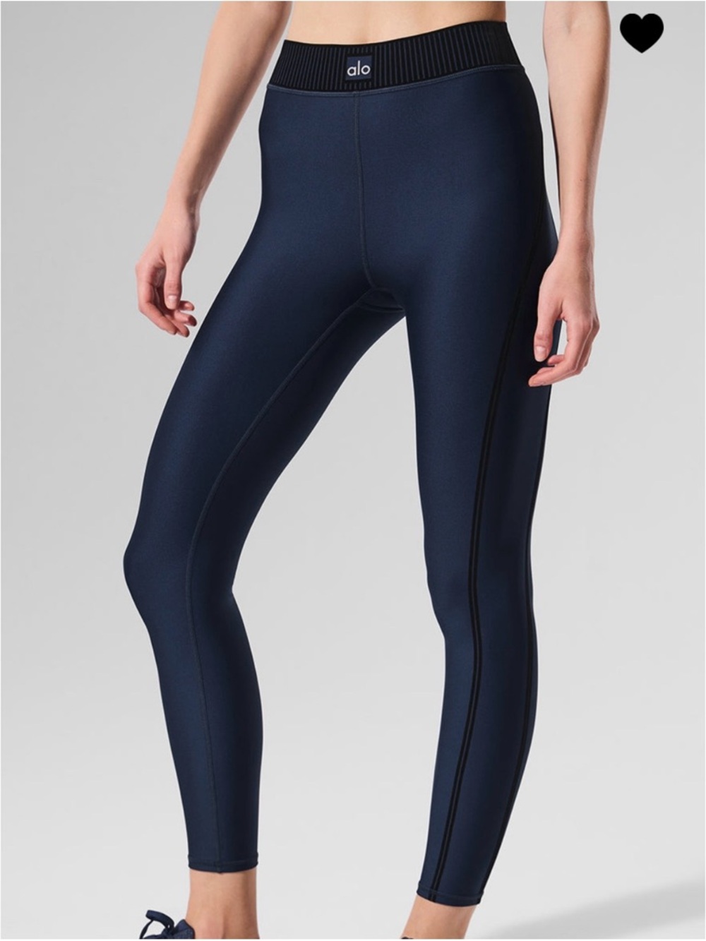 ALO Yoga Navy Blue High-Waist Flocking Detail Leggings